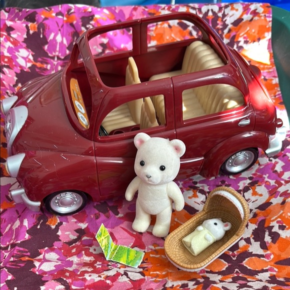 Other - Calico critter Red Toy Car with Bear and mouse baby
